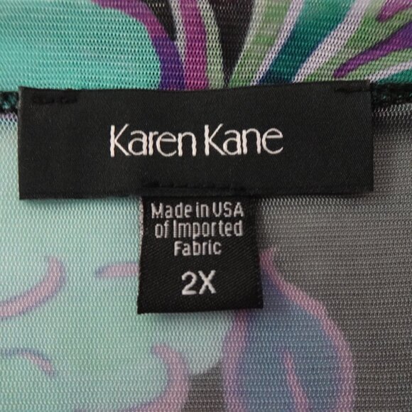 Karen Kane Mesh Top Women's Plus Size 2X Multicolor Hippie Festival Boho Resort - Picture 6 of 10